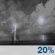 Tonight: Isolated showers and thunderstorms between 8pm and 2am. Partly cloudy, with a low around 61. Southwest wind 3 to 9 mph. Chance of precipitation is 20%. Tonight: Isolated Showers And Thunderstorms